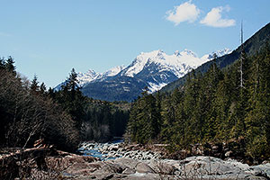 Majestic Mountains. Drive to Ocean Mist Guesthouse, Highway 4, Ucluelet, BC
